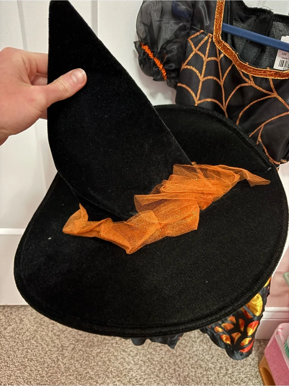 Cracker Barrel Kids Halloween Spider-Web Witch Costume with hat